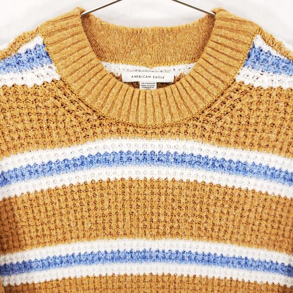 American Eagle Sweater Womens Extra Small Orange Striped Comfort Knit Pullover - Picture 2 of 6